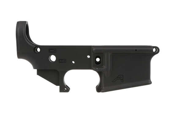 The Aero Precision Stripped AR15 lower receiver features bullet pictogram selector markings